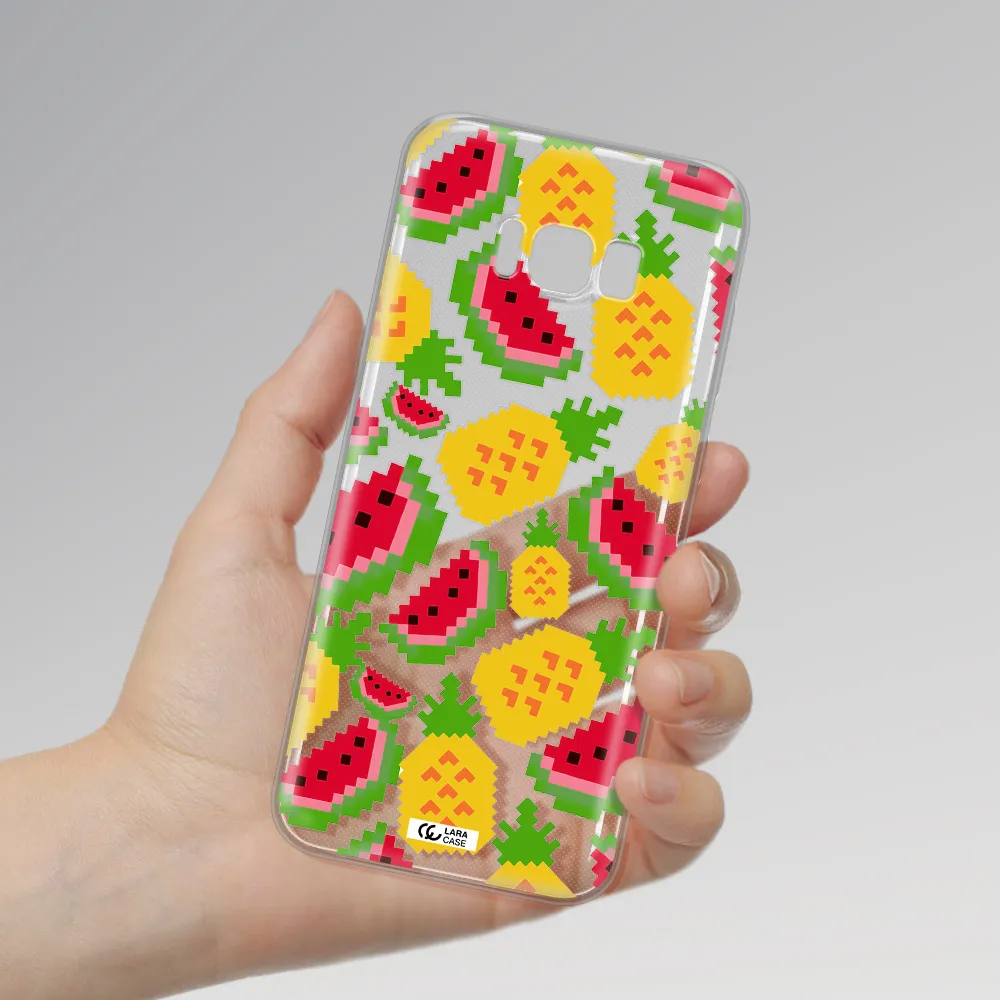 a pattern of watermelon and pineapples Samsung S8 Plus Clear TPU Case