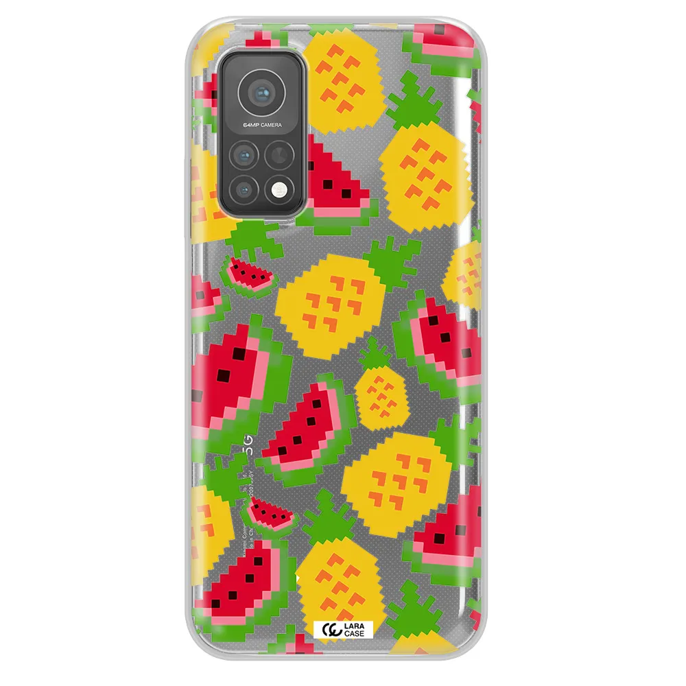 a pattern of watermelon and pineapples Xiaomi Mi 10 T Pro Clear TPU Case