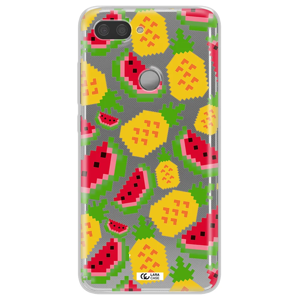 a pattern of watermelon and pineapples Xiaomi Mi 8 Lite Clear TPU Case