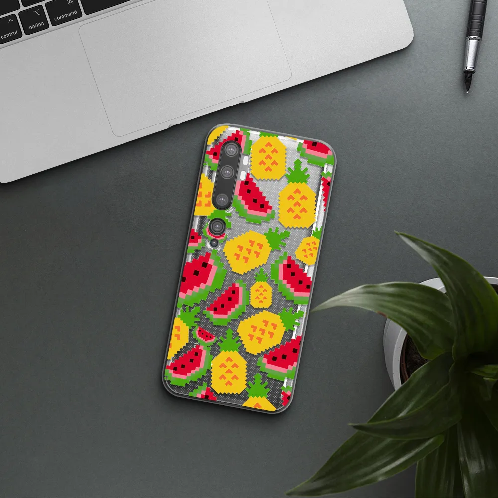 a pattern of watermelon and pineapples Xiaomi Mi Note 10 Clear TPU Case