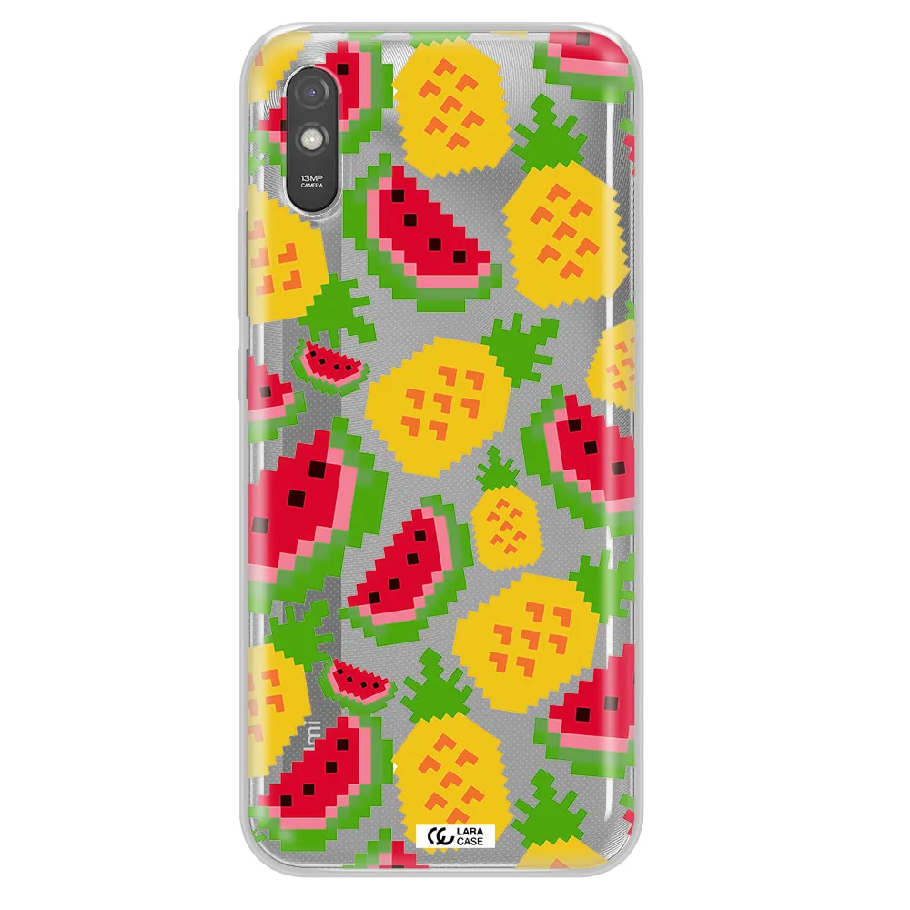 a pattern of watermelon and pineapples Xiaomi Redmi 9A Clear TPU Case