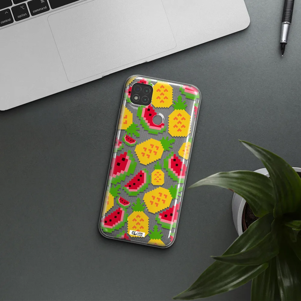 a pattern of watermelon and pineapples Xiaomi Redmi 9C Clear TPU Case
