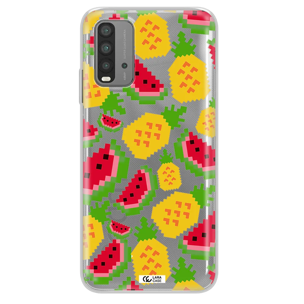 a pattern of watermelon and pineapples Xiaomi Redmi 9T Clear TPU Case