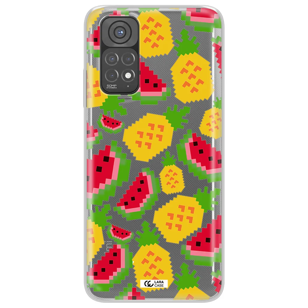 a pattern of watermelon and pineapples Xiaomi Redmi Note 11 Clear TPU Case