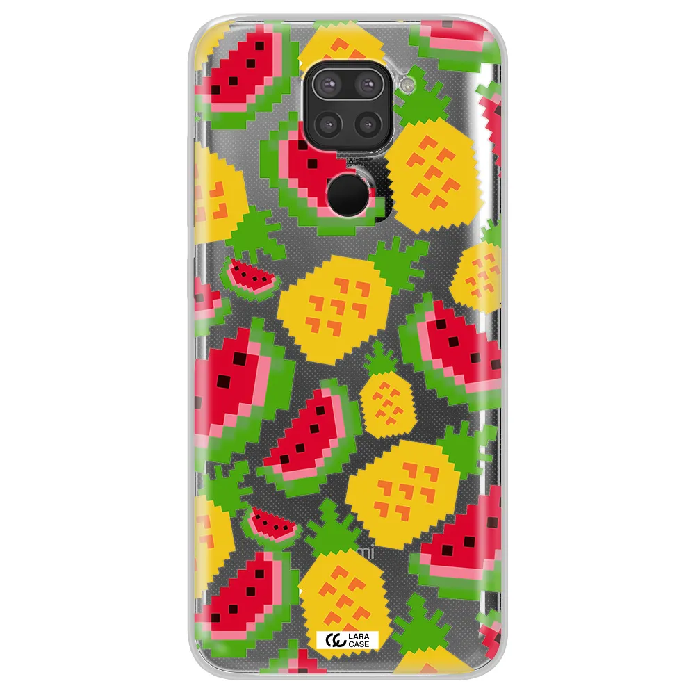 a pattern of watermelon and pineapples Xiaomi Redmi Note 9 Clear TPU Case