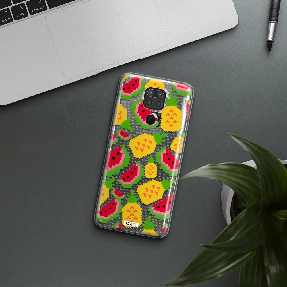 a pattern of watermelon and pineapples Xiaomi Redmi Note 9 Clear TPU Case