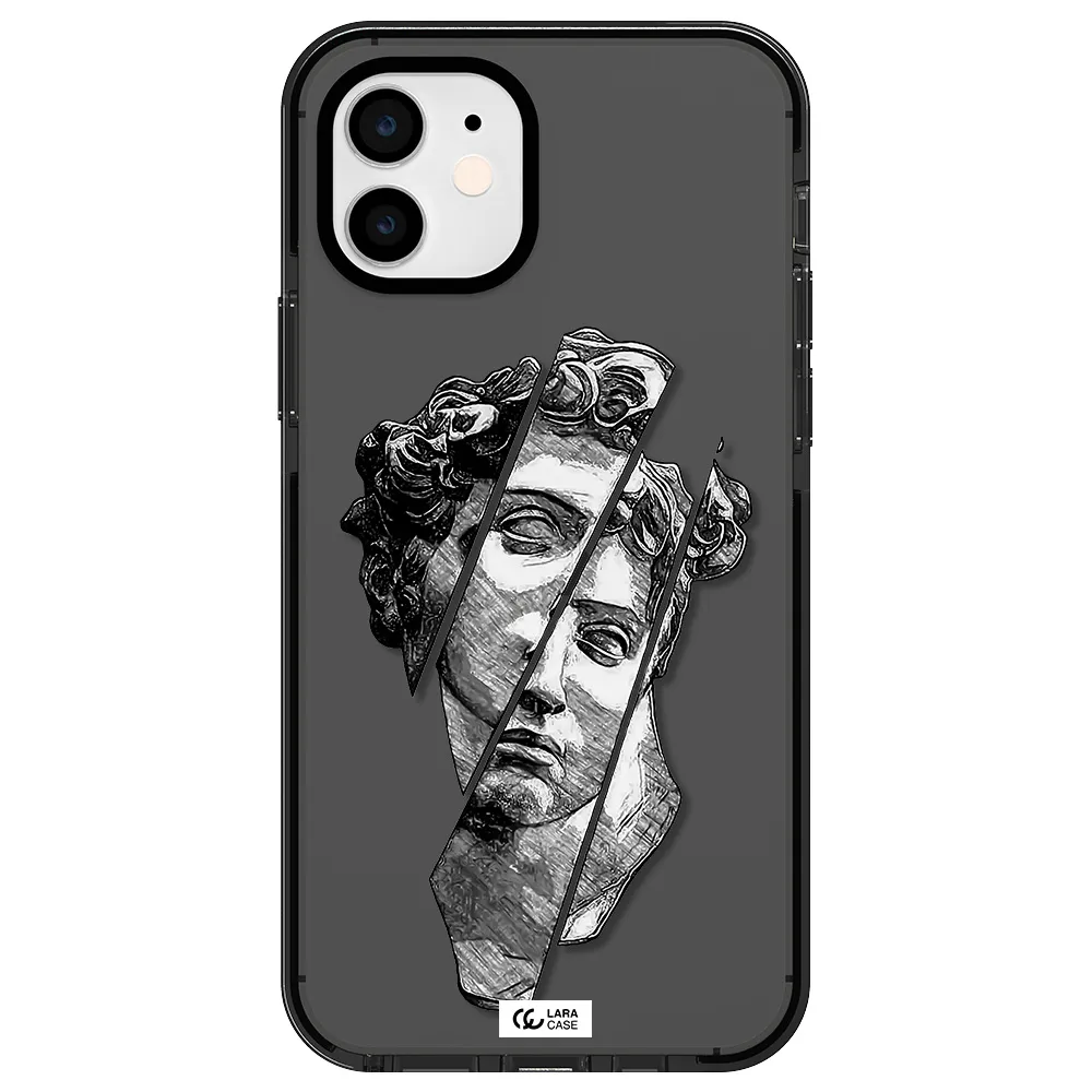a drawing of a head of a man Apple iPhone 11 impact Smoke Black Case