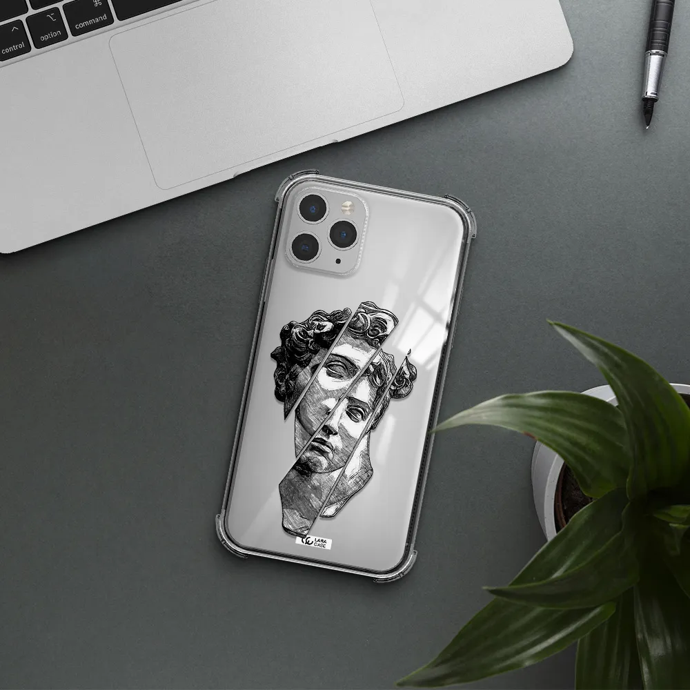 a drawing of a head of a man Apple iPhone 11 pro Clear PC Case