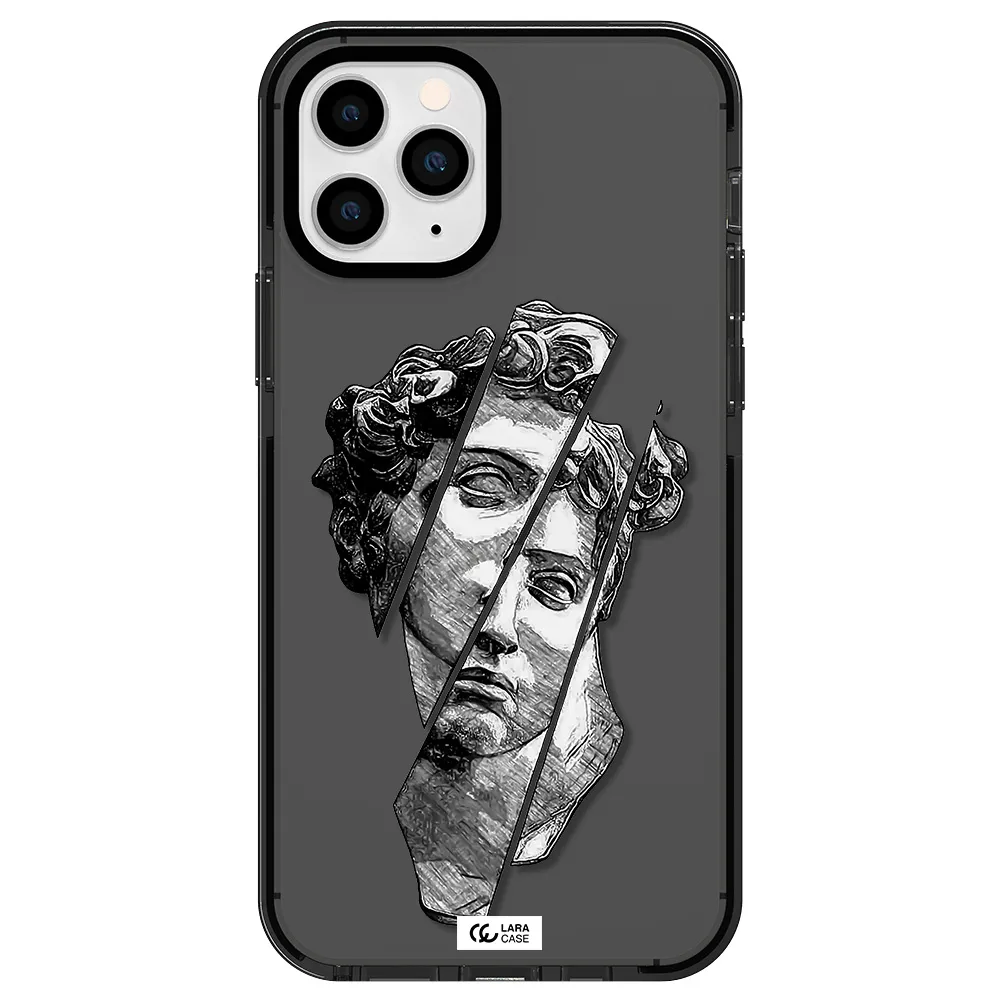 a drawing of a head of a man Apple iPhone 11 pro impact Smoke Black Case