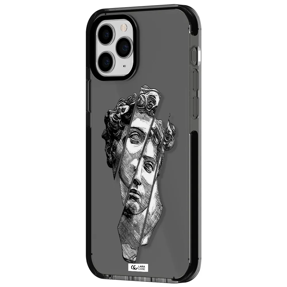 a drawing of a head of a man Apple iPhone 11 pro impact Smoke Black Case