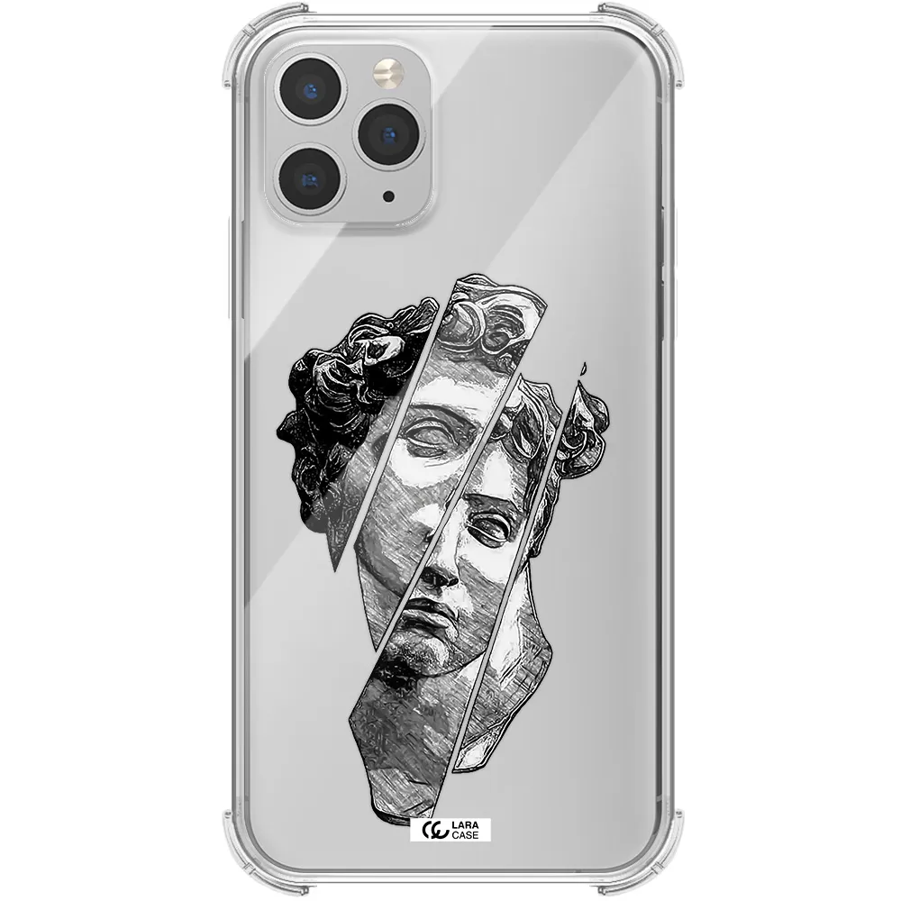 a drawing of a head of a man Apple iPhone 11 pro max Clear PC Case