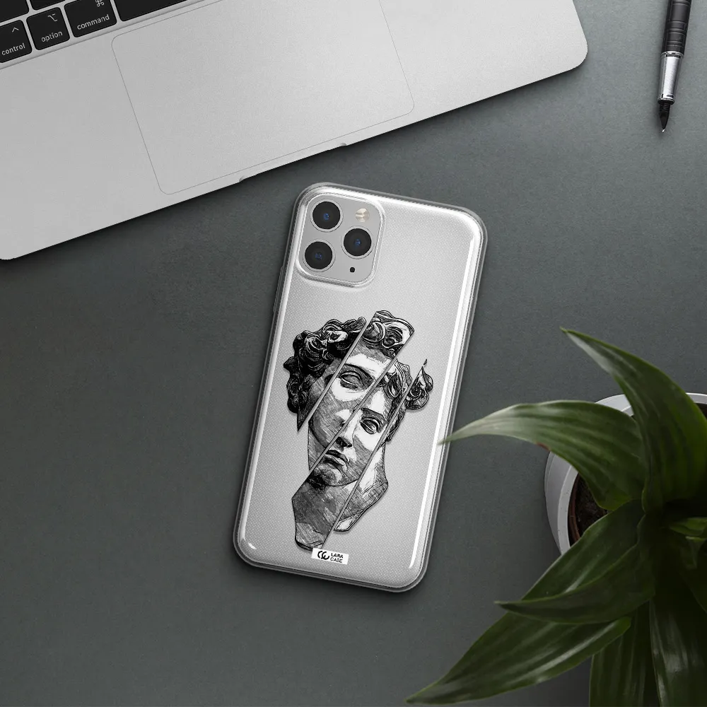a drawing of a head of a man Apple iPhone 11 pro max Clear TPU Case