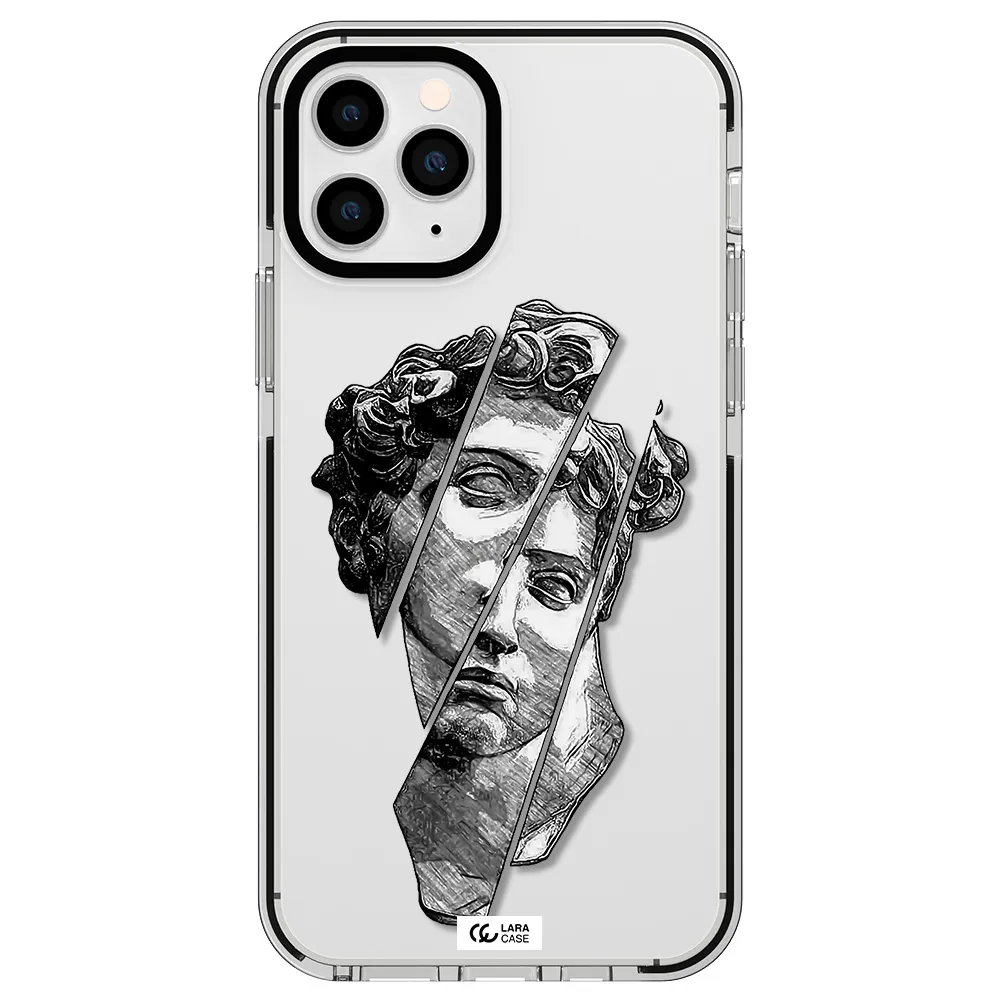 a drawing of a head of a man Apple iPhone 11 pro max impact black border Case