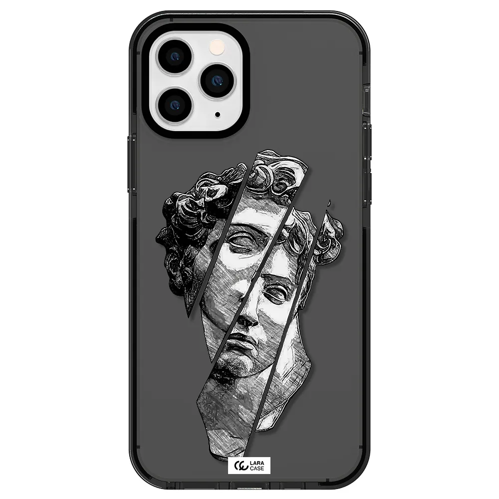 a drawing of a head of a man Apple iPhone 11 pro max impact Smoke Black Case