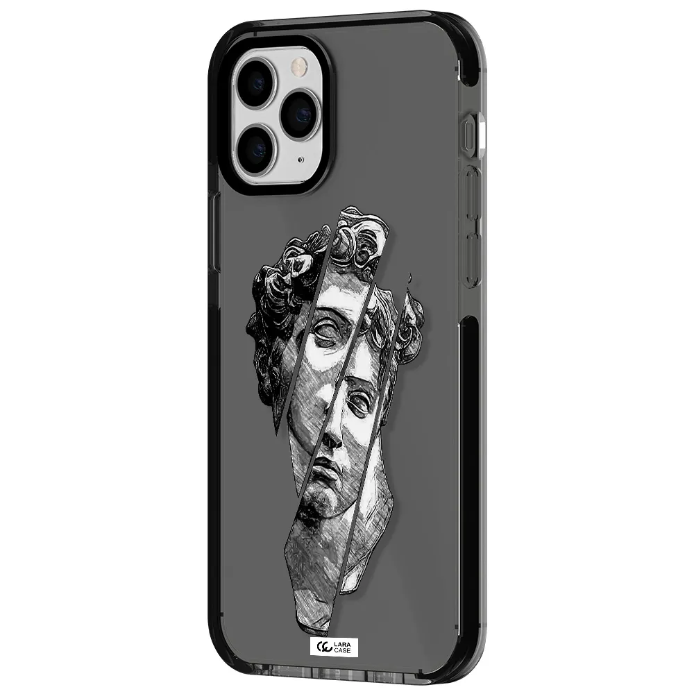 a drawing of a head of a man Apple iPhone 11 pro max impact Smoke Black Case