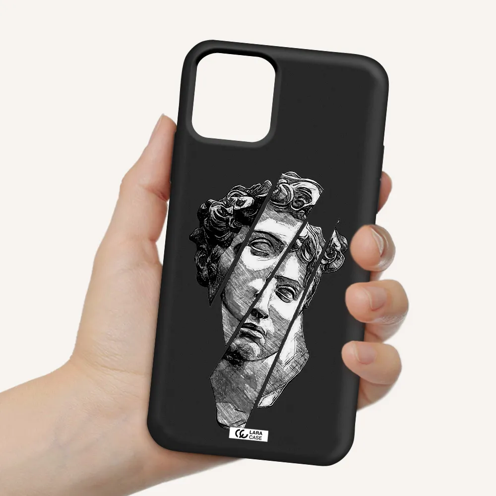 a drawing of a head of a man Apple iPhone 11 pro max Silicone black Case