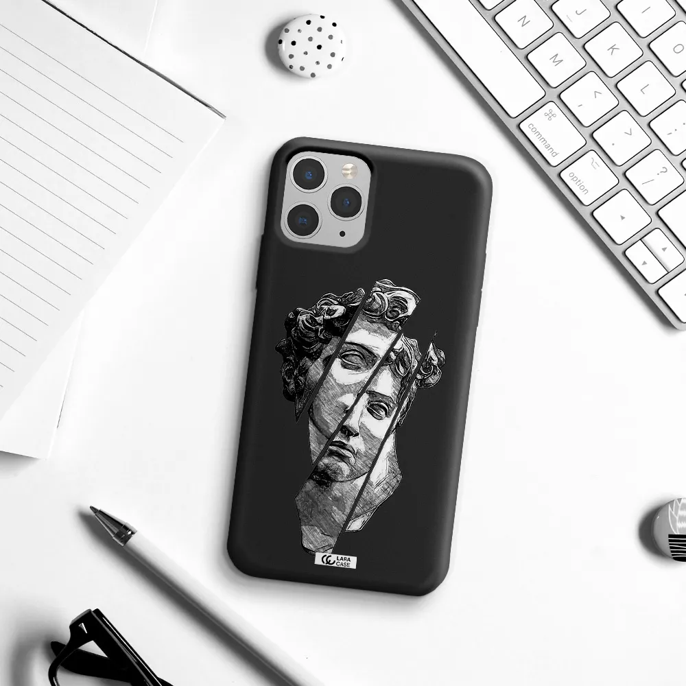 a drawing of a head of a man Apple iPhone 11 pro max Silicone black Case