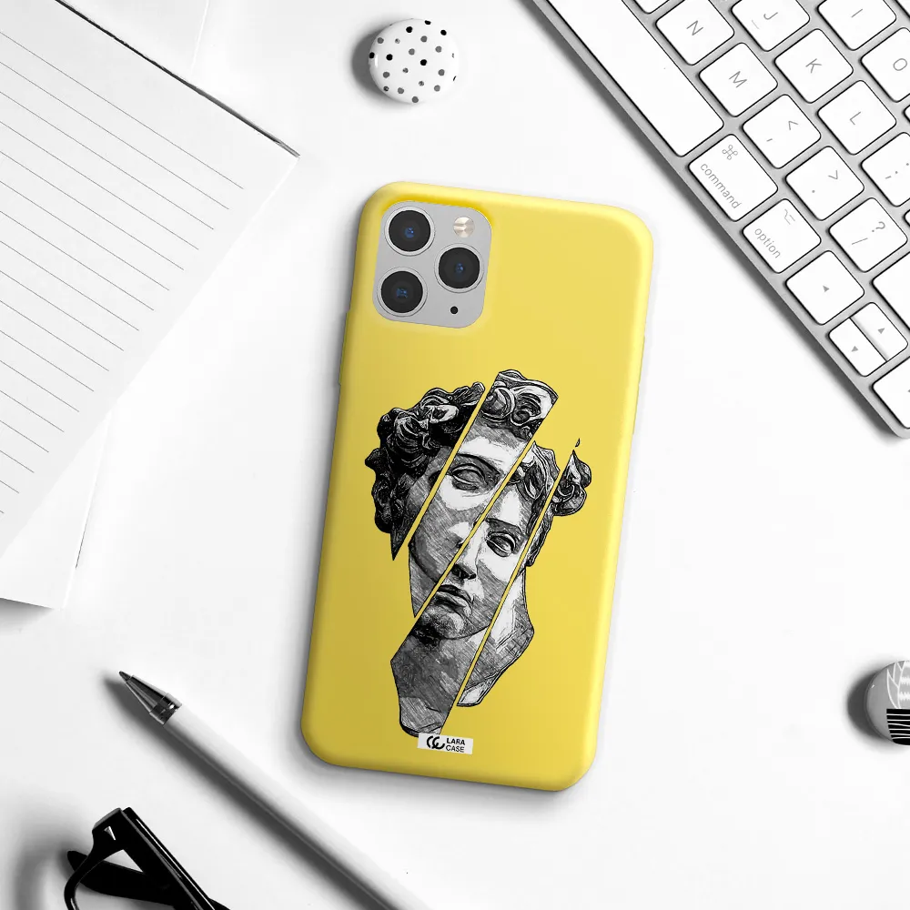 a drawing of a head of a man Apple iPhone 11 pro max Silicone canary yellow Case