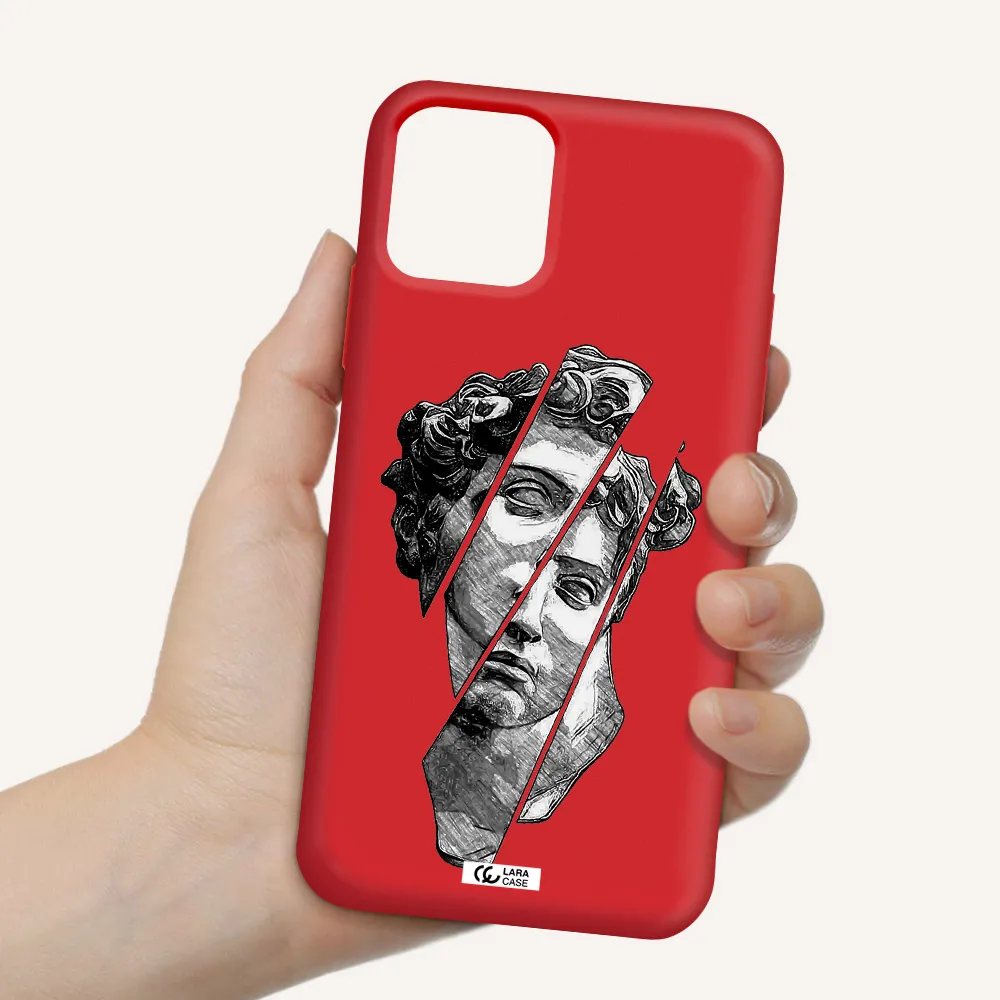 a drawing of a head of a man Apple iPhone 11 pro max Silicone Imperial Red Case