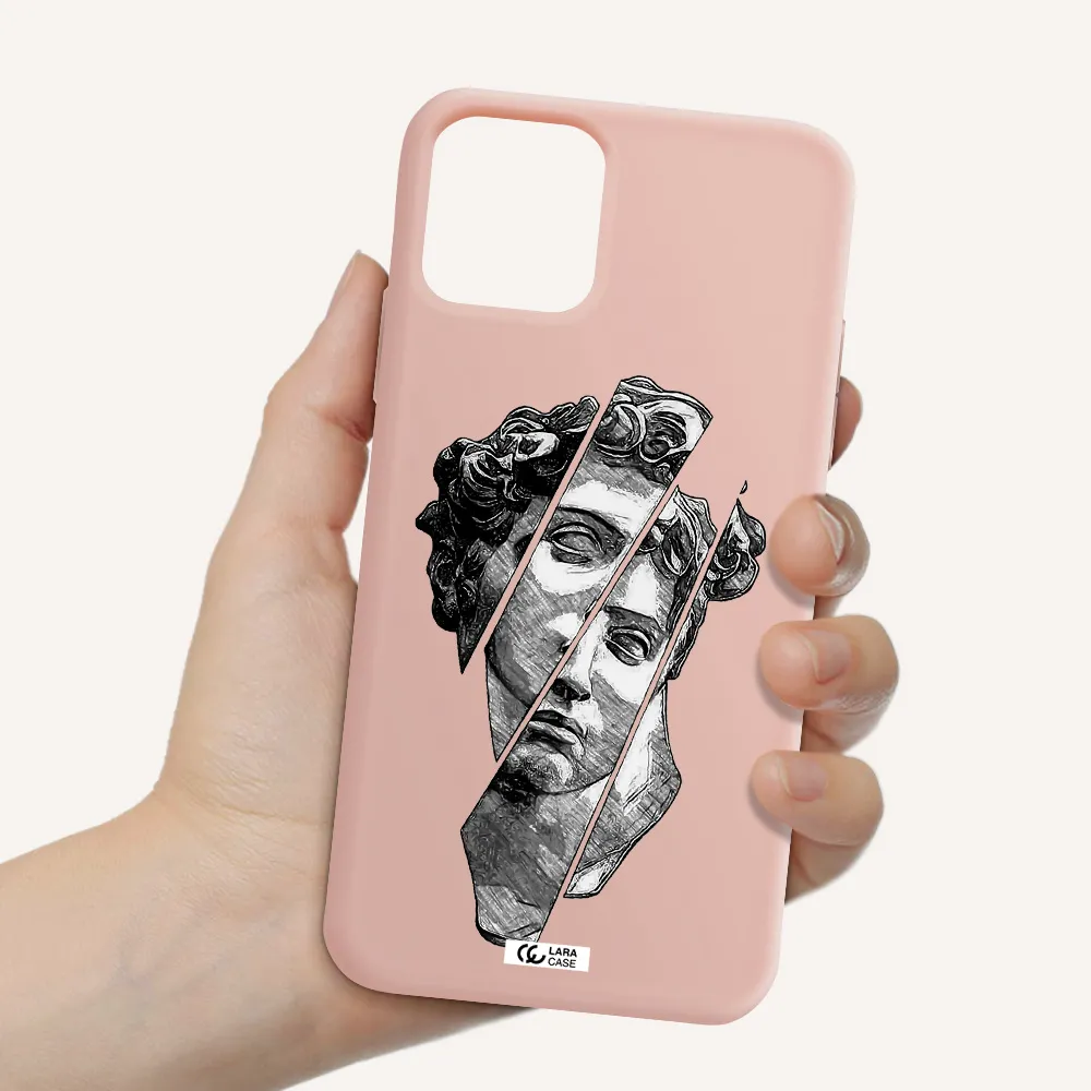 a drawing of a head of a man Apple iPhone 11 pro max Silicone pastel pink Case
