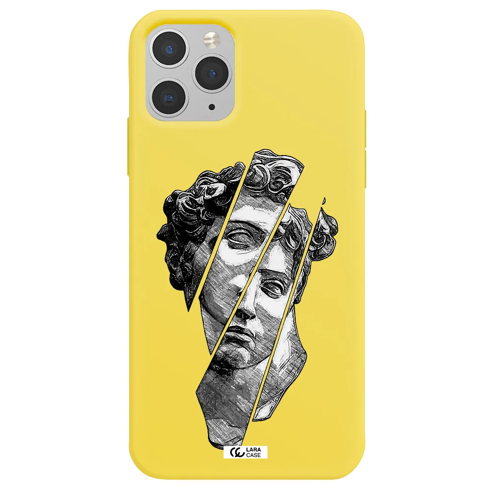 a drawing of a head of a man Apple iPhone 11 pro Silicone canary yellow Case