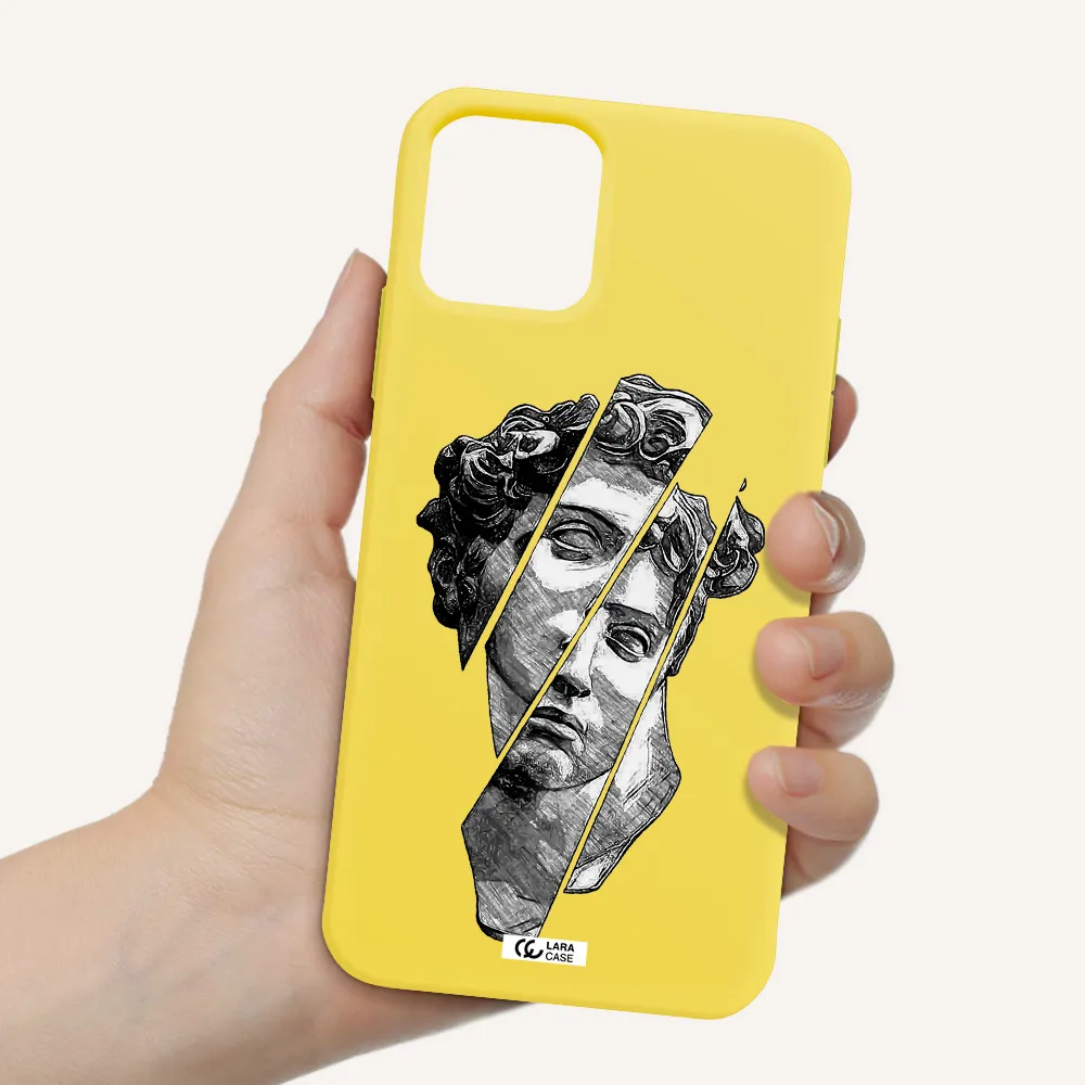 a drawing of a head of a man Apple iPhone 11 pro Silicone canary yellow Case