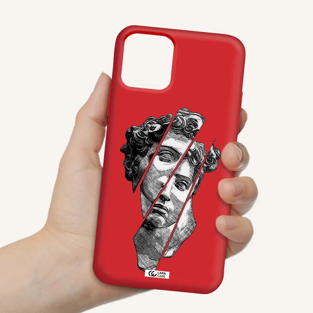 a drawing of a head of a man Apple iPhone 11 pro Silicone Imperial Red Case