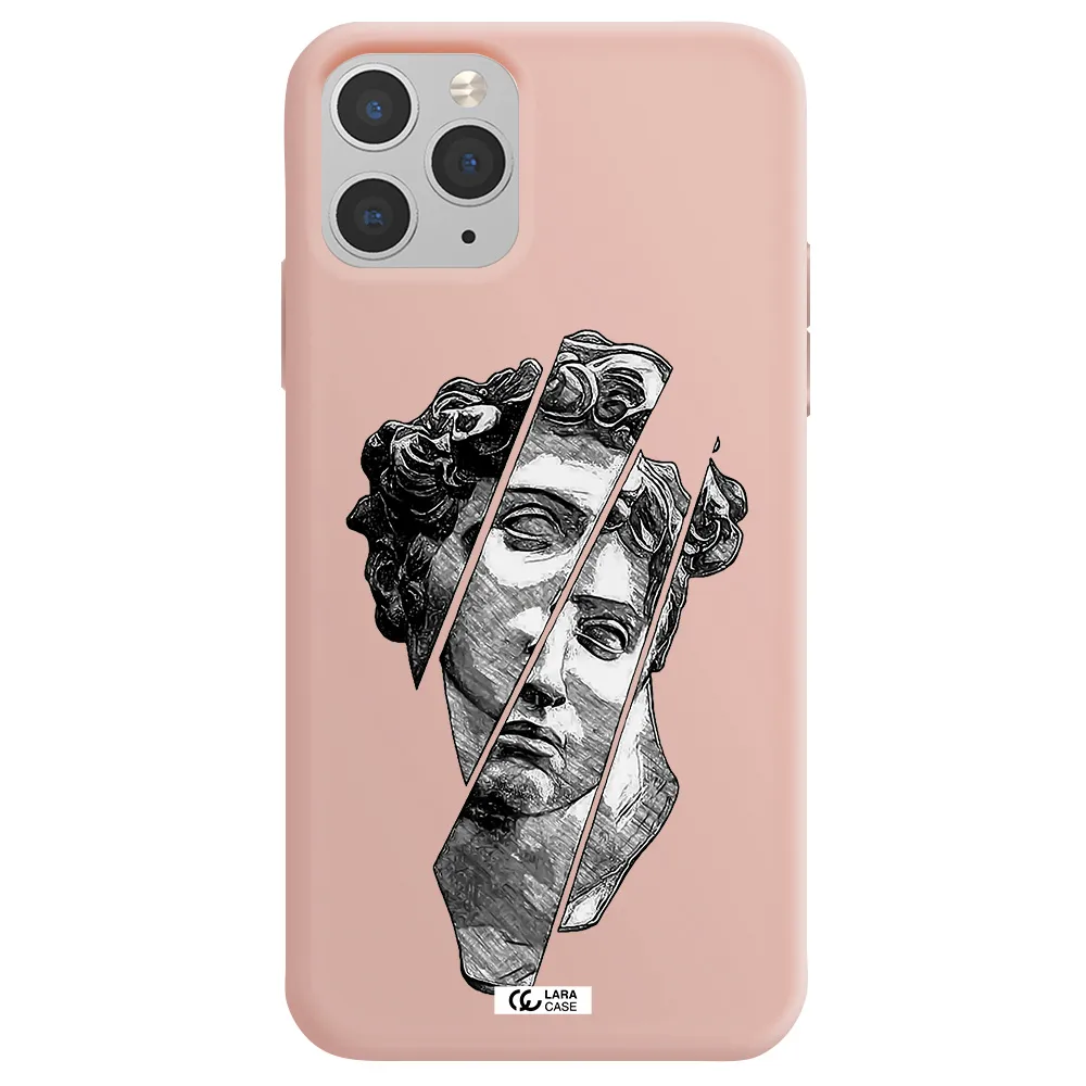 a drawing of a head of a man Apple iPhone 11 pro Silicone pastel pink Case