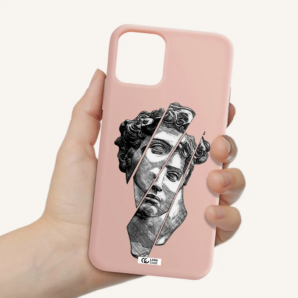 a drawing of a head of a man Apple iPhone 11 pro Silicone pastel pink Case