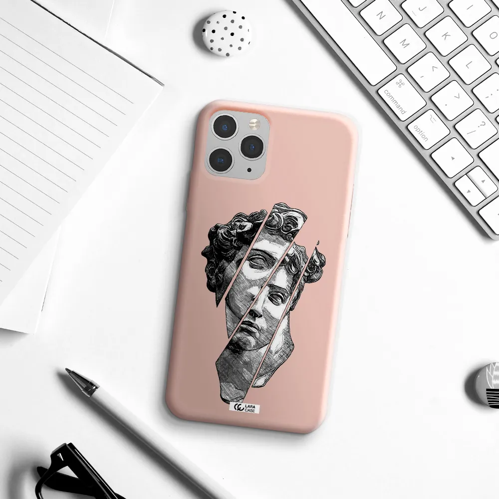 a drawing of a head of a man Apple iPhone 11 pro Silicone pastel pink Case