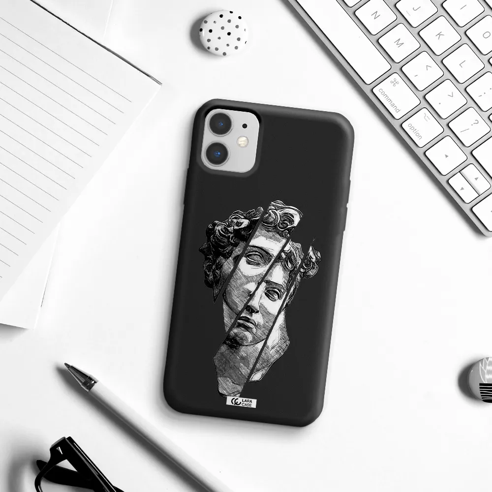 a drawing of a head of a man Apple iPhone 11 Silicone black Case