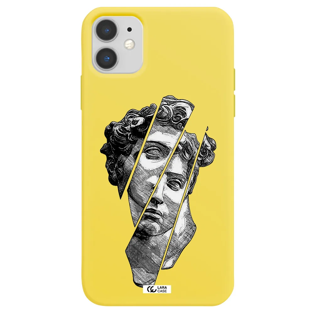 a drawing of a head of a man Apple iPhone 11 Silicone canary yellow Case