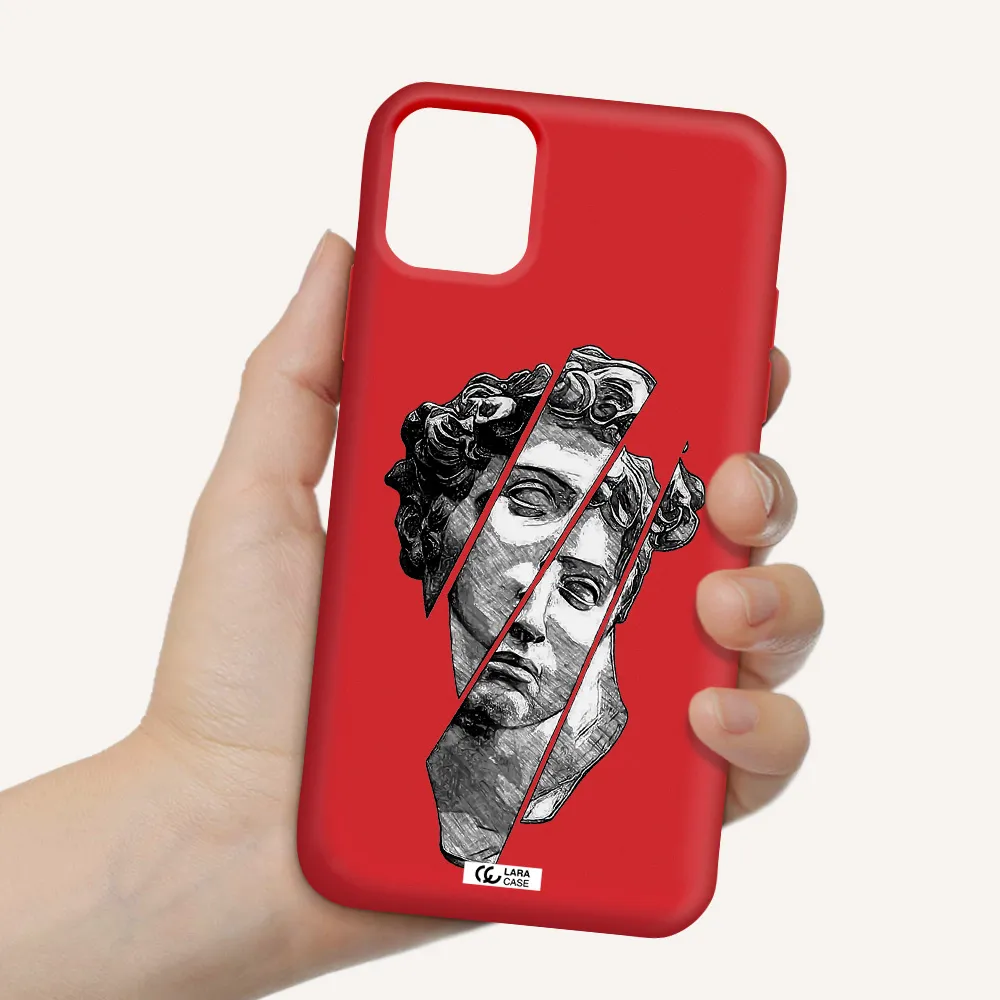 a drawing of a head of a man Apple iPhone 11 Silicone Imperial Red Case