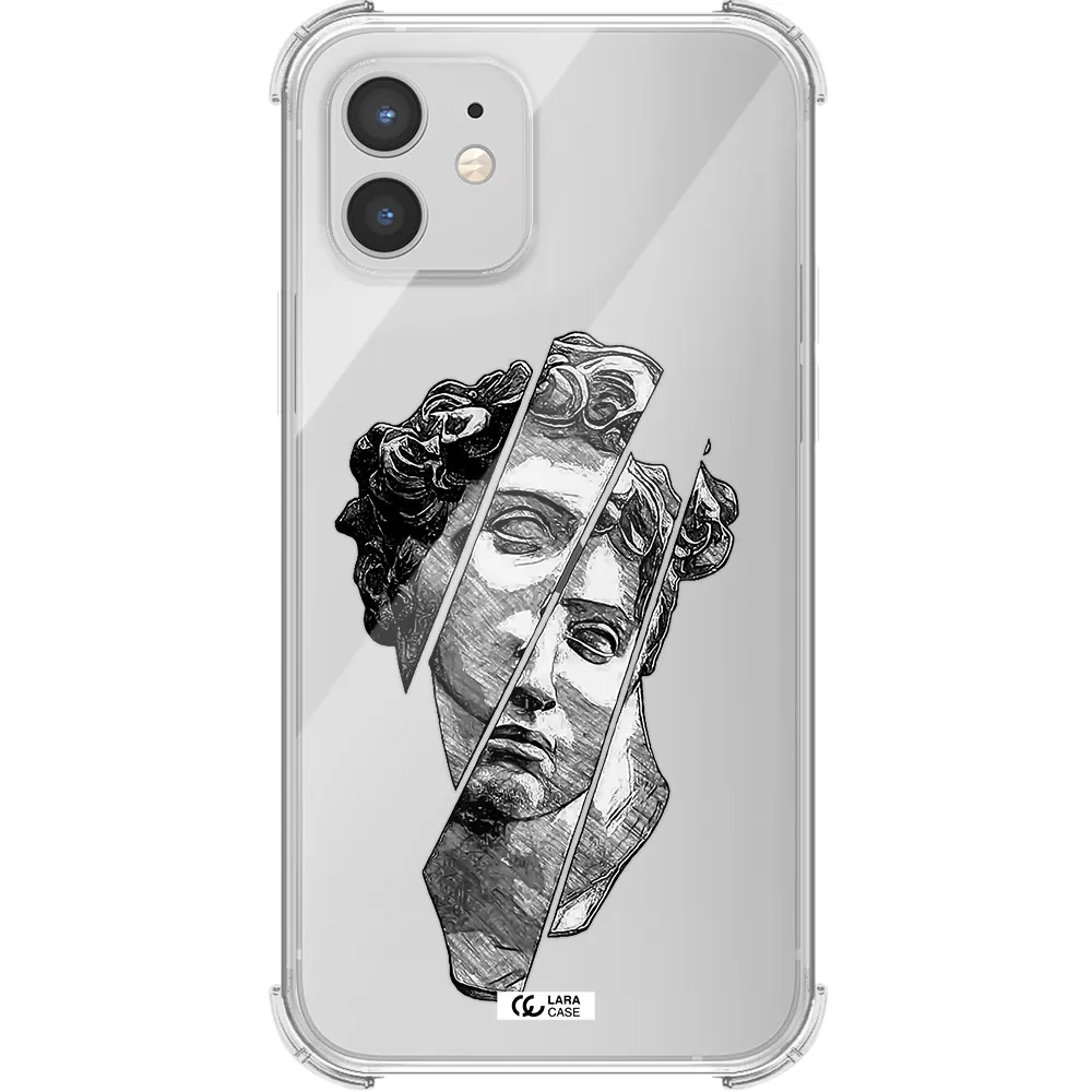 a drawing of a head of a man Apple iPhone 12 Clear PC Case