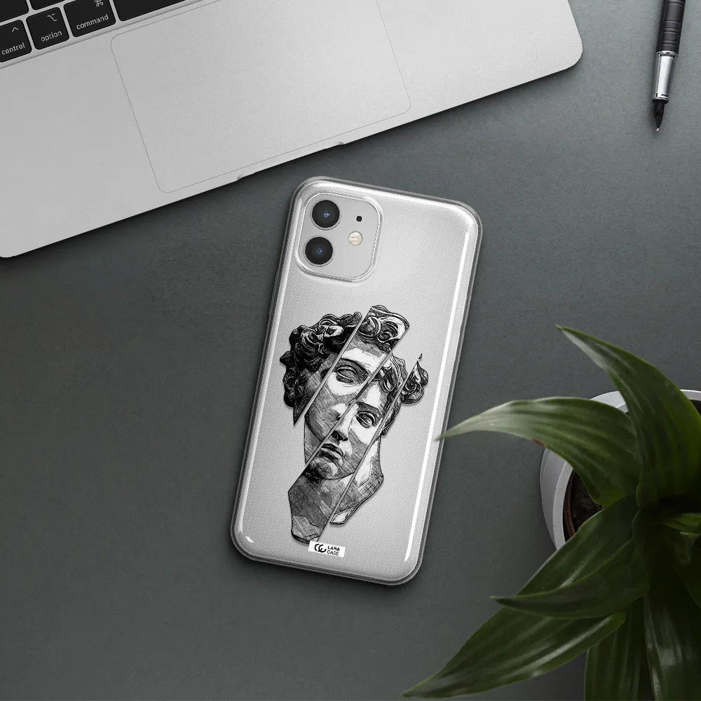 a drawing of a head of a man Apple iPhone 12 Clear TPU Case