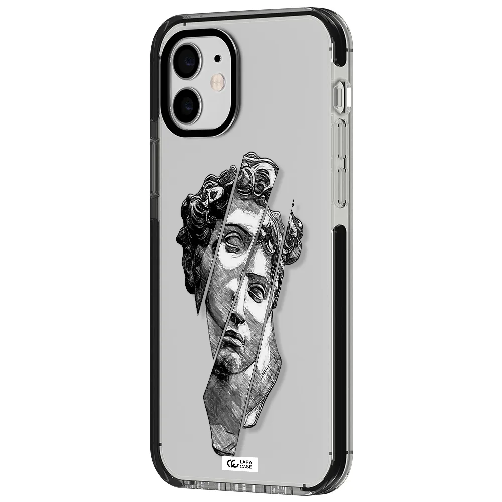 a drawing of a head of a man Apple iPhone 12 impact black border Case