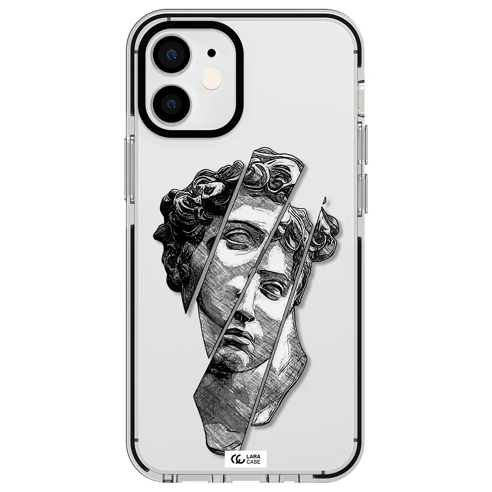 a drawing of a head of a man Apple iPhone 12 mini impact black border Case