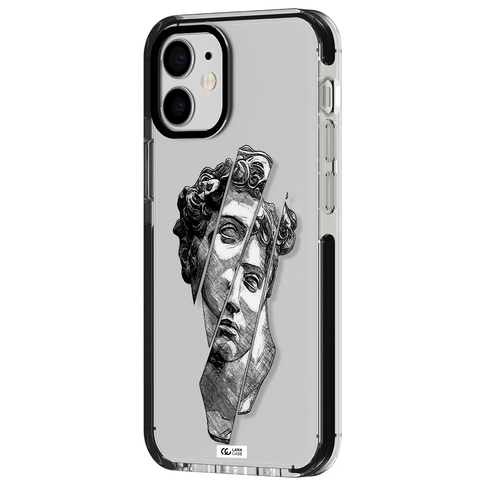 a drawing of a head of a man Apple iPhone 12 mini impact black border Case