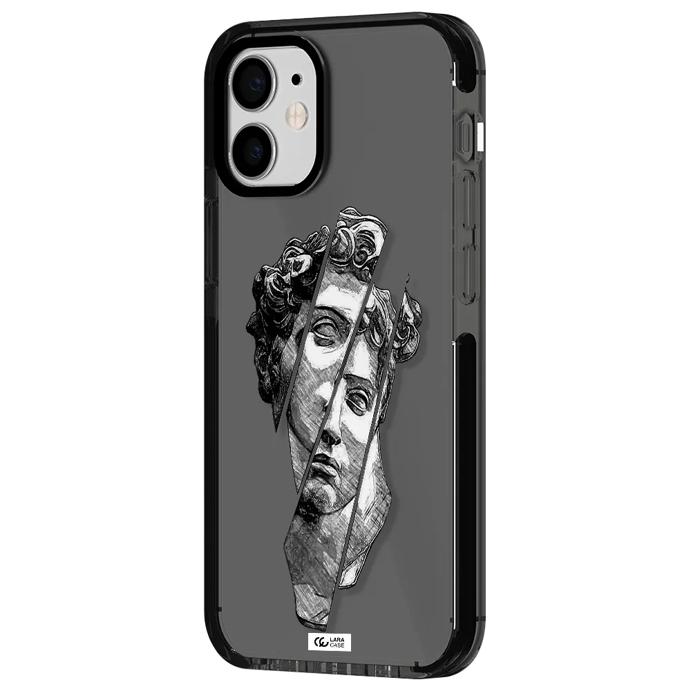a drawing of a head of a man Apple iPhone 12 mini impact Smoke Black Case