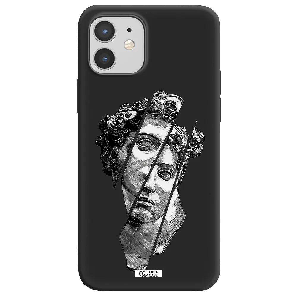 a drawing of a head of a man Apple iPhone 12 mini Silicone black Case