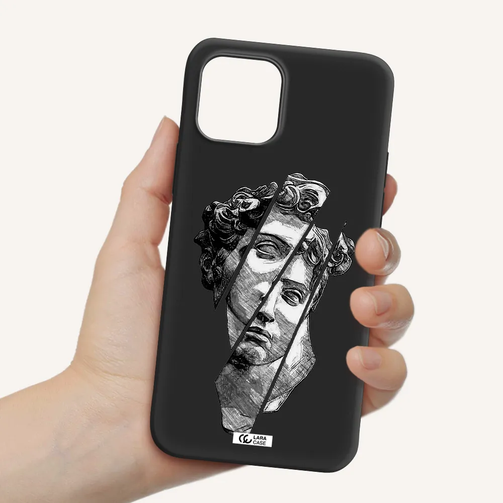 a drawing of a head of a man Apple iPhone 12 mini Silicone black Case