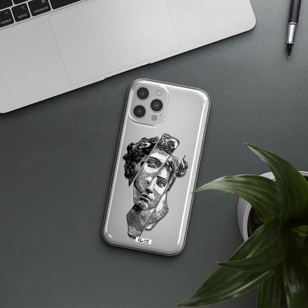 a drawing of a head of a man Apple iPhone 12 pro Clear TPU Case