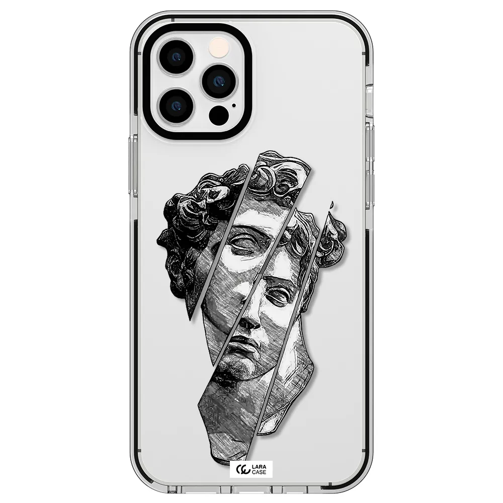 a drawing of a head of a man Apple iPhone 12 pro impact black border Case