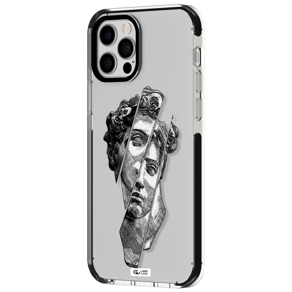 a drawing of a head of a man Apple iPhone 12 pro impact black border Case