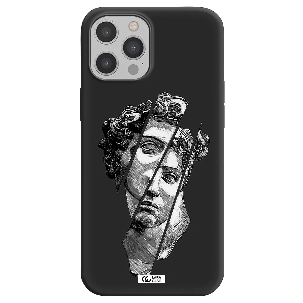 a drawing of a head of a man Apple iPhone 12 pro max Silicone black Case