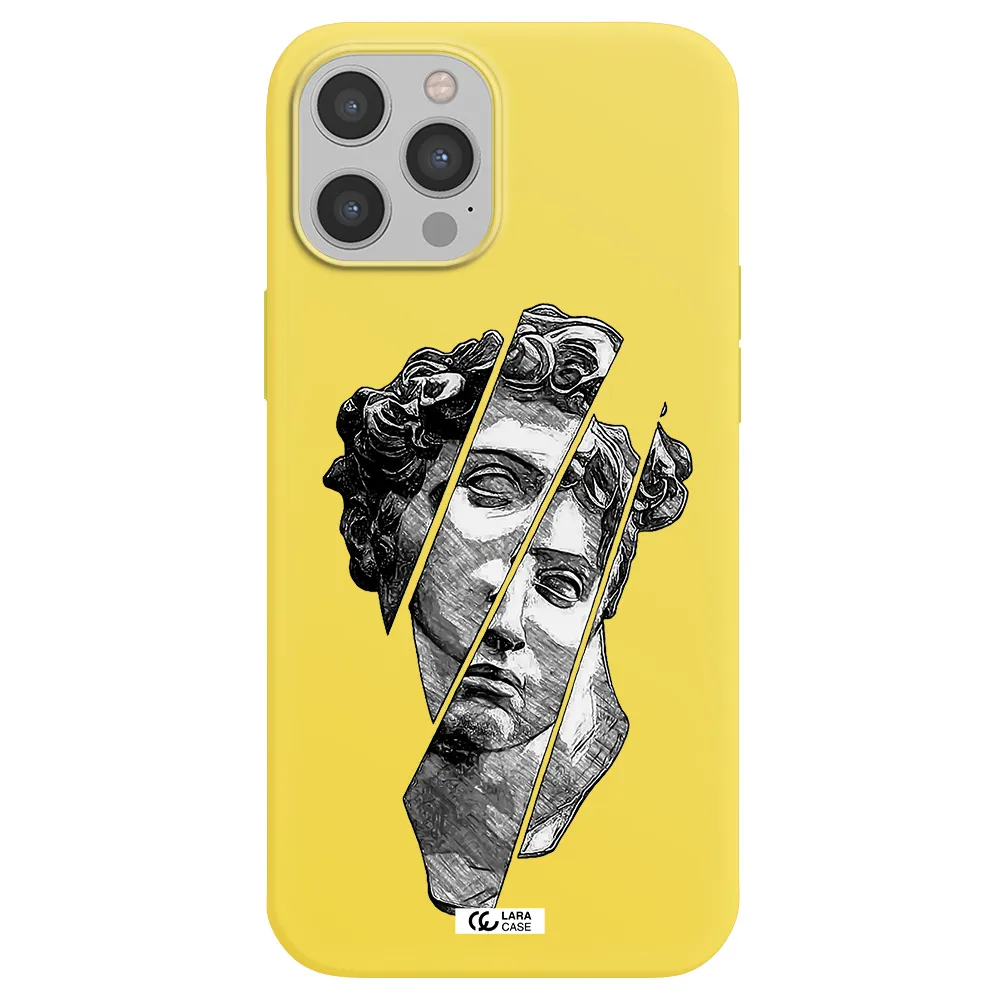 a drawing of a head of a man Apple iPhone 12 pro max Silicone canary yellow Case