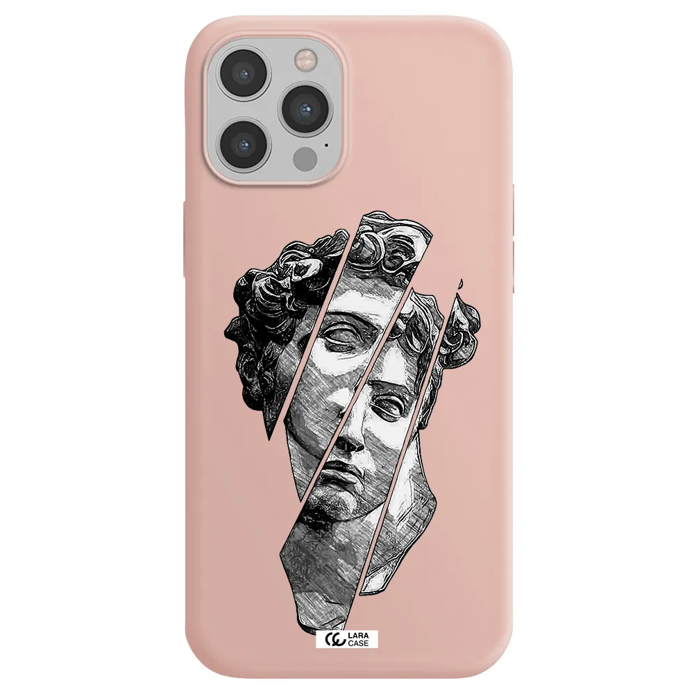 a drawing of a head of a man Apple iPhone 12 pro max Silicone pastel pink Case