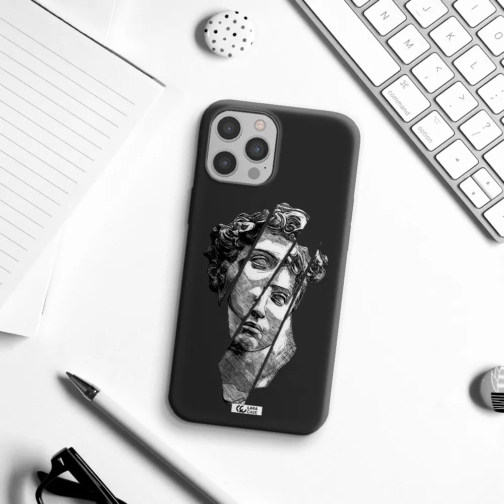 a drawing of a head of a man Apple iPhone 12 pro Silicone black Case