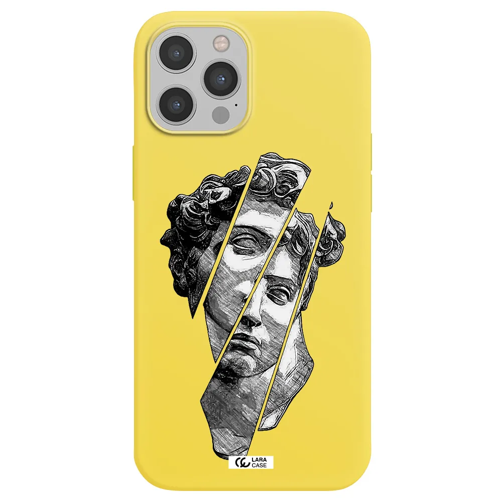 a drawing of a head of a man Apple iPhone 12 pro Silicone canary yellow Case