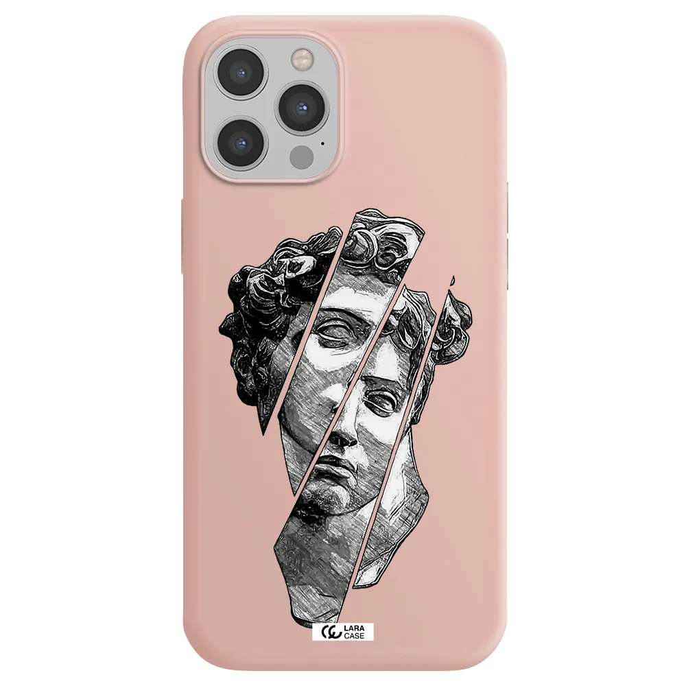 a drawing of a head of a man Apple iPhone 12 pro Silicone pastel pink Case